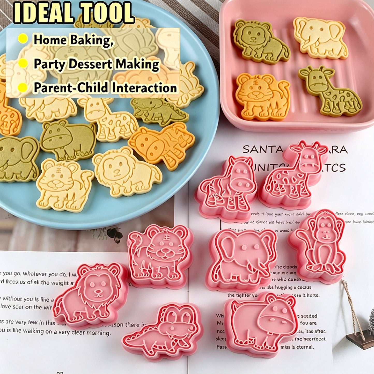 Forest Animal Cookie Cutters 8Pcs 3D Cartoon Jungle Animal Biscuit Molds