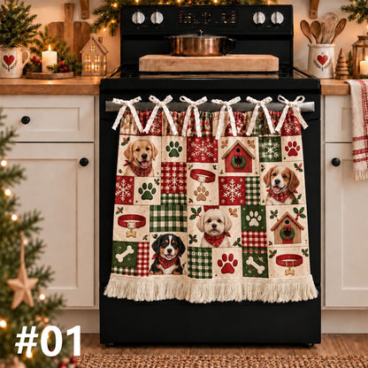 Christmas Cute Pet Patchwork Oven Skirt Curtain