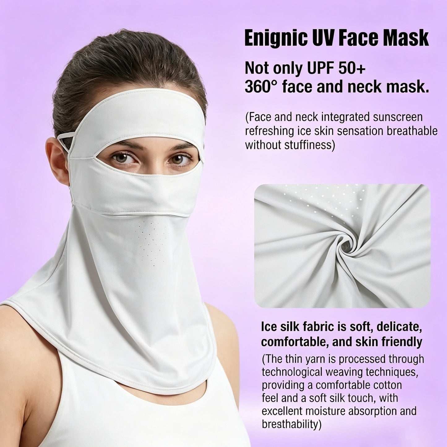 UPF 50+ Women Full Face Mask – Anti-UV Breathable Sun Protection Face Cover for Outdoor Sports