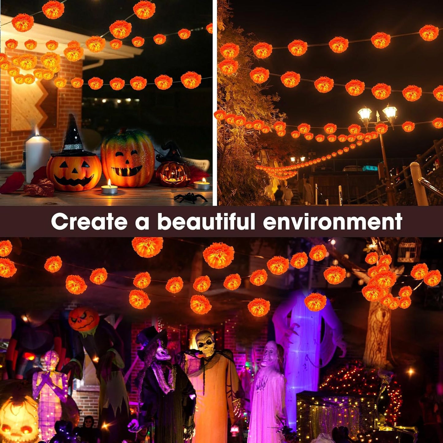 Artificial Marigold Flowers String Lights