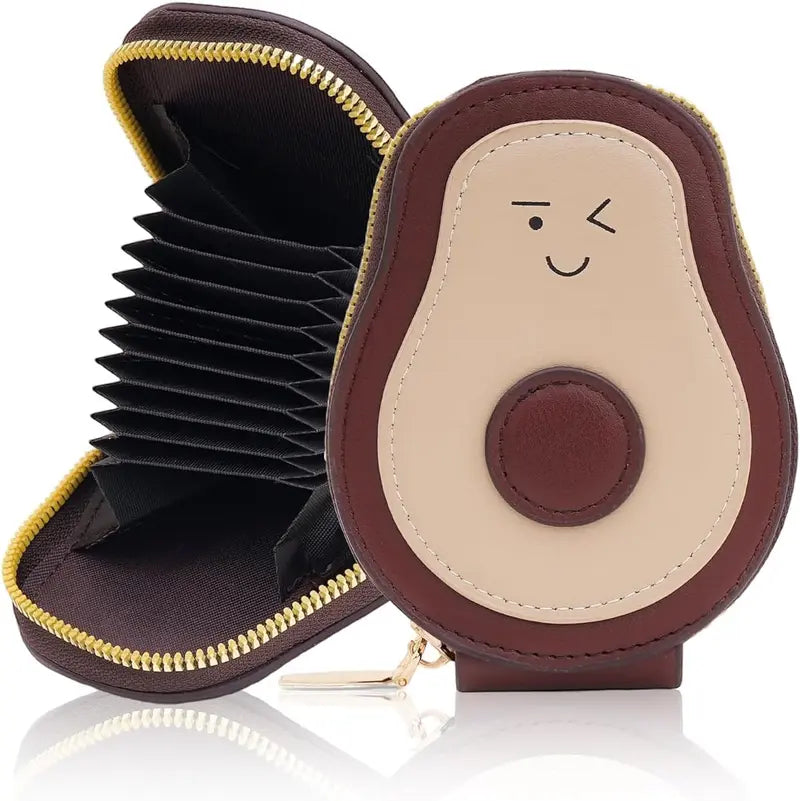 Wallet Card Holder, Cute Avocado Small Minimalist Leather Credit