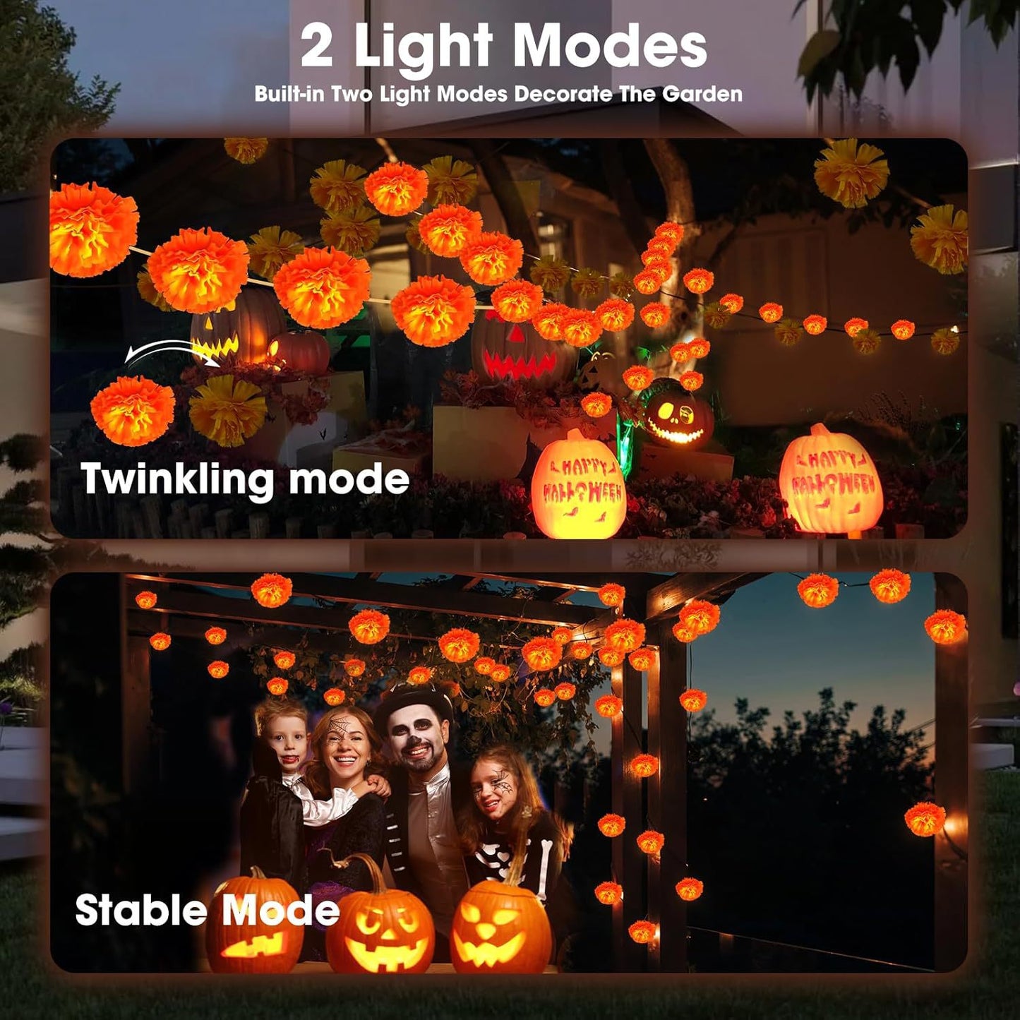 Artificial Marigold Flowers String Lights