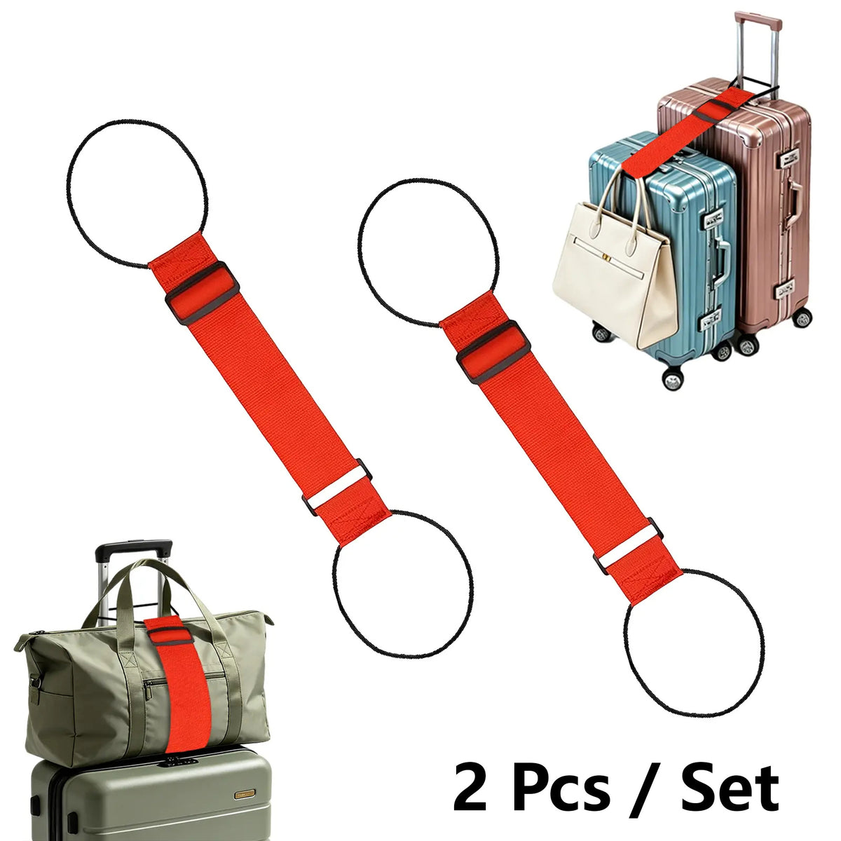 Waterproof Elastic Luggage Straps for Suitcases - Adjustable, Anti-Theft-2 Pcs