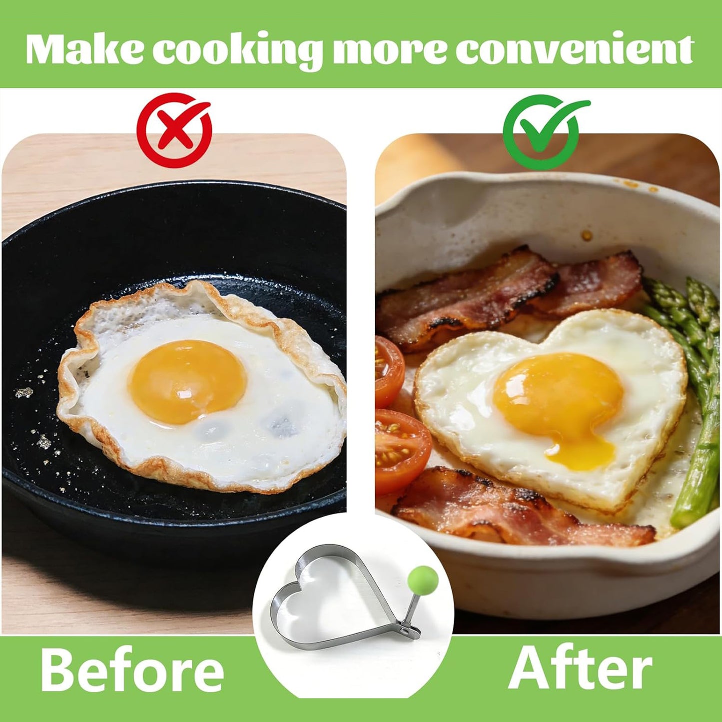 5 Pcs Pancake & Egg Molds – Stainless Steel Cooking Shapers for Griddle, Multiple Shapes, Easy to Clean