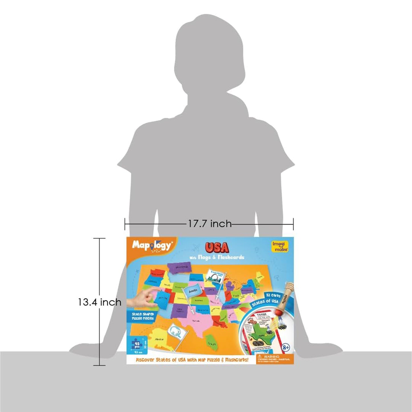 Mapology United States Flash Card Puzzle with Flags, Country- Capitals