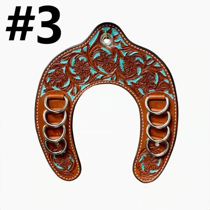 Handcrafted Leather Horseshoe Wild Rag Holder