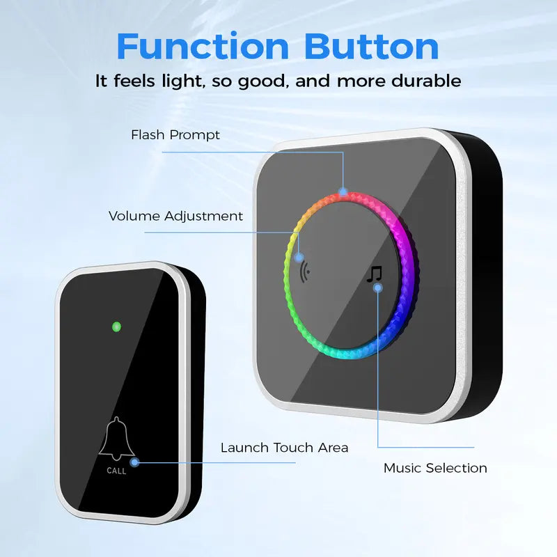 Wireless Home Security Door Bell Ringer - Waterproof,Adjustable Volume