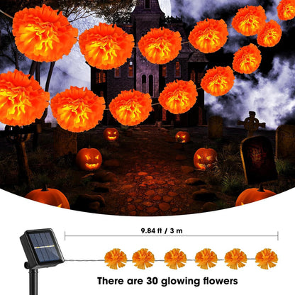Artificial Marigold Flowers String Lights