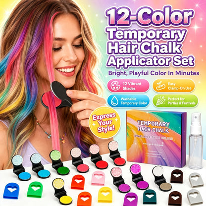 12-Color Washable Hair Chalk Styling Applicator