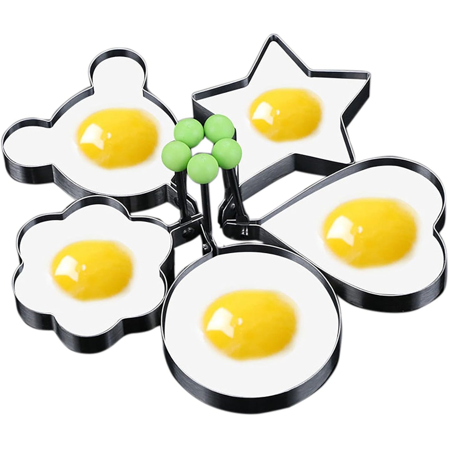 5 Pcs Pancake & Egg Molds – Stainless Steel Cooking Shapers for Griddle, Multiple Shapes, Easy to Clean