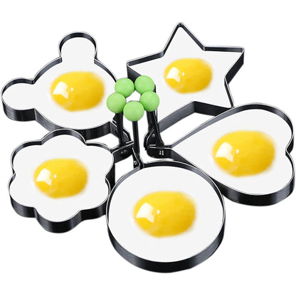 5 Pcs Pancake & Egg Molds – Stainless Steel Cooking Shapers for Griddle, Multiple Shapes, Easy to Clean