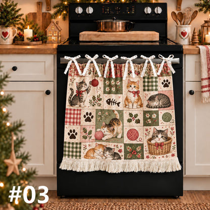 Christmas Cute Pet Patchwork Oven Skirt Curtain