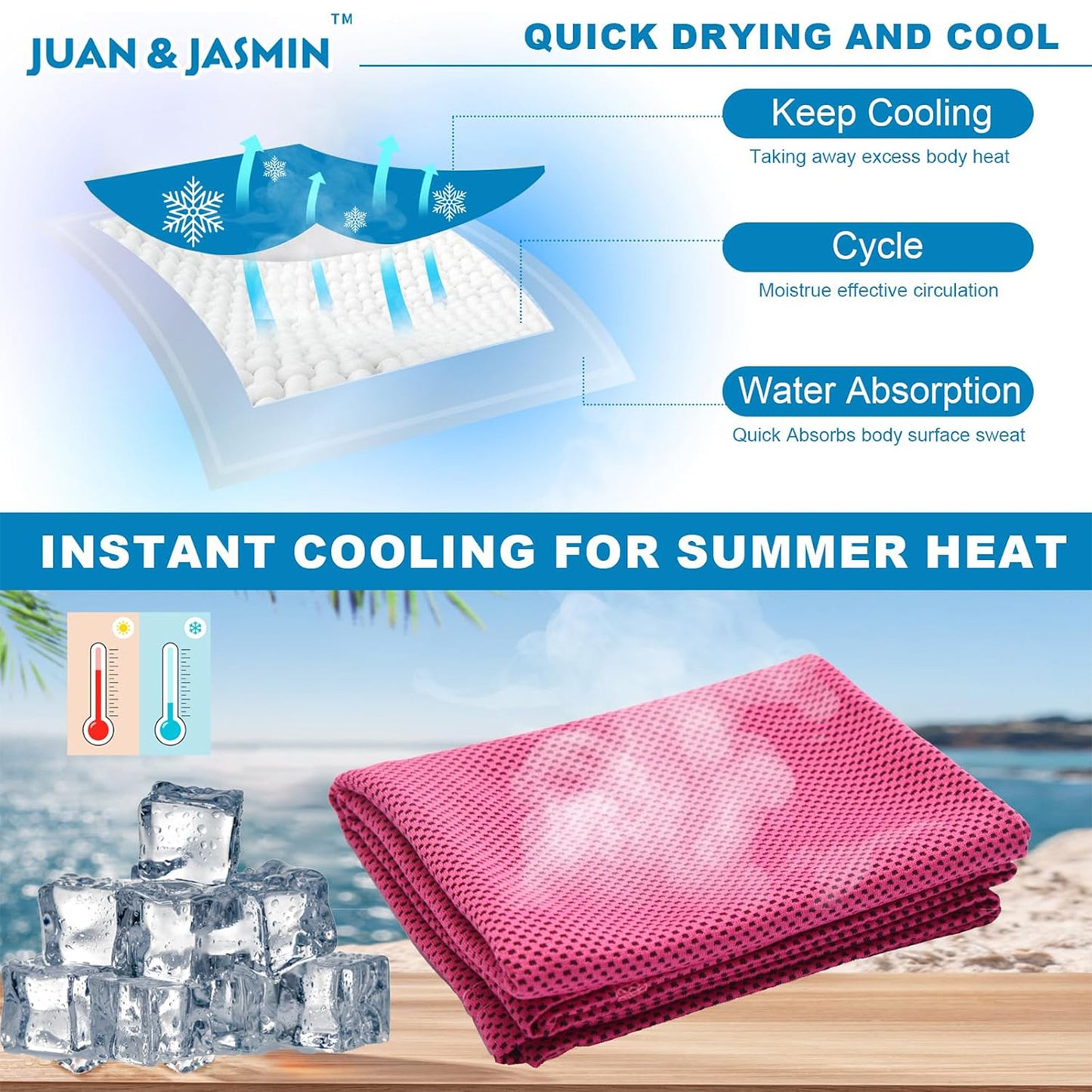 Quick-Dry Cooling Sports Towel – Soft Breathable Microfiber Towel for Gym, Running, Hiking & Outdoor Activities