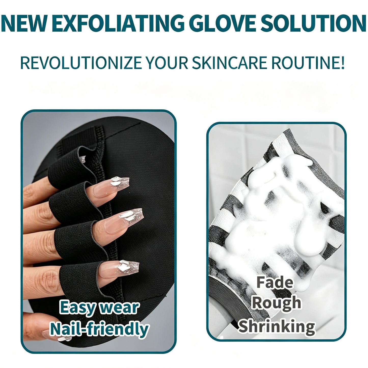 2 Pack Rubber Body Exfoliating Gloves for Dead Skin Removal & Body Cleansing