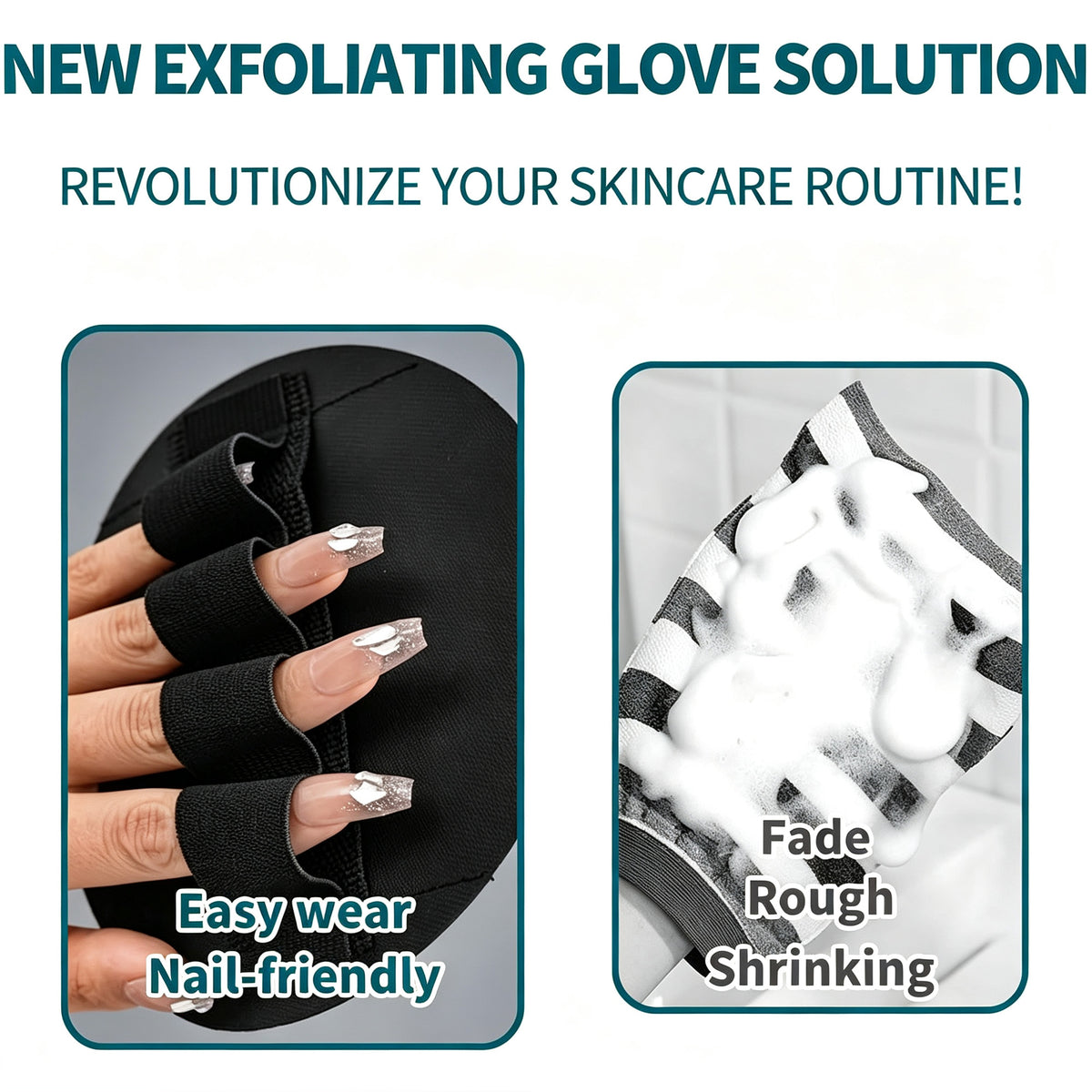 2 Pack Rubber Body Exfoliating Gloves for Dead Skin Removal & Body Cleansing