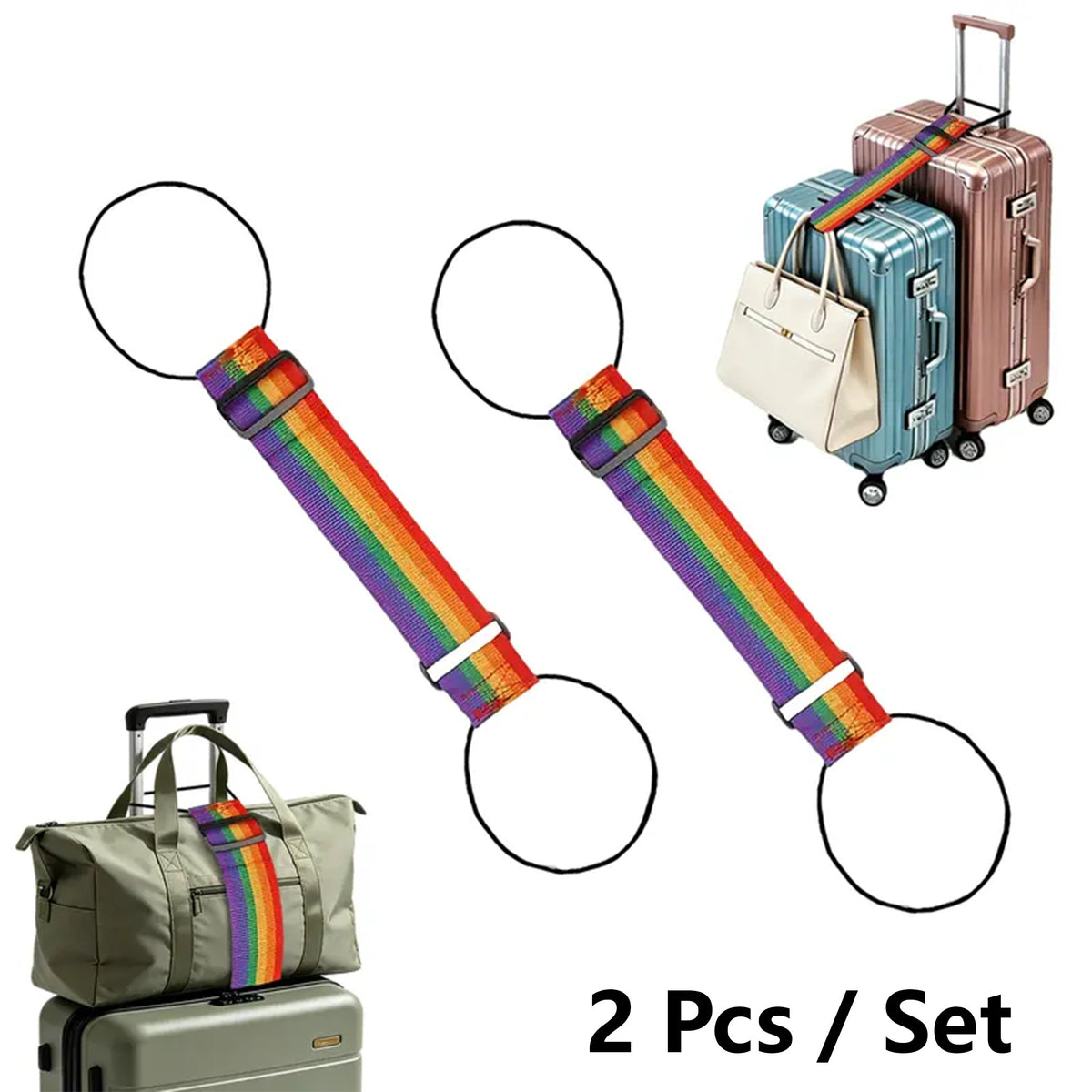 Waterproof Elastic Luggage Straps for Suitcases - Adjustable, Anti-Theft-2 Pcs