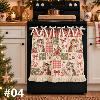 Christmas Cute Pet Patchwork Oven Skirt Curtain