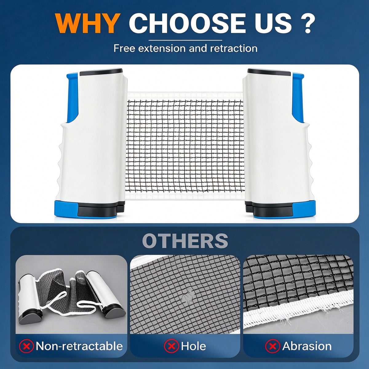 Retractable Ping Pong Net for Any Table