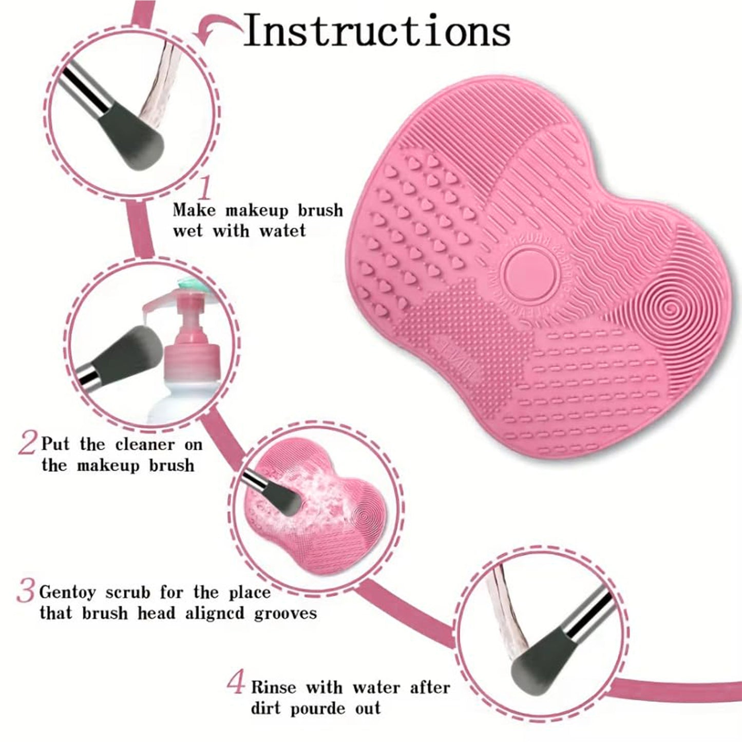 Pink Makeup Brush Cleaning Mat – Deep Clean Brushes Quickly & Effortlessly