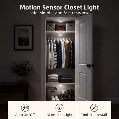 3 Pcs LED Light 3 Lighting Options with Rechargeable Wireless Motion Sensor