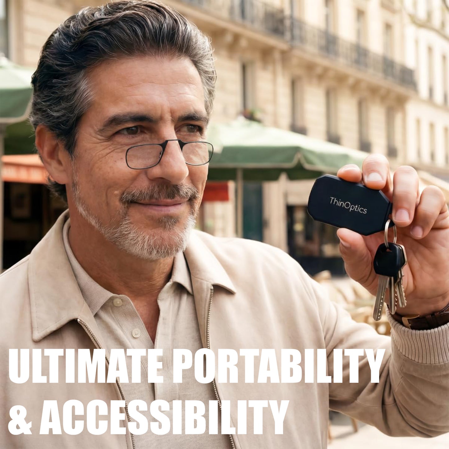 Keychain Case and Readers Rectangular Reading Glasses