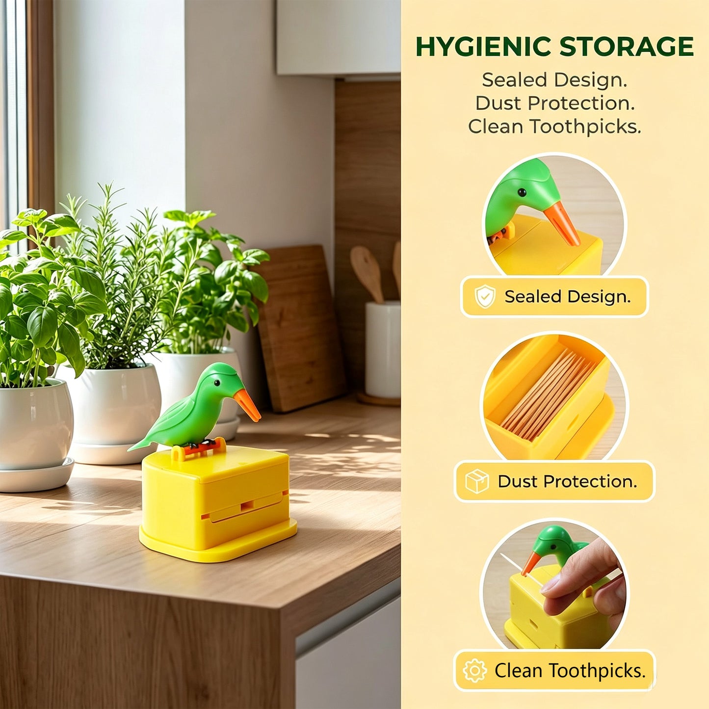 Woodpecker Toothpick Dispenser Little Bird Push-type