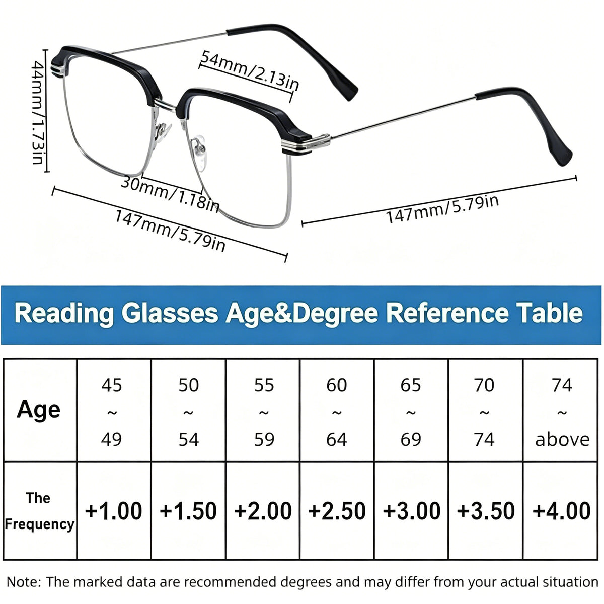 Photochromic Smart Zoom Reading Glasses Anti-Blue with UV Protection