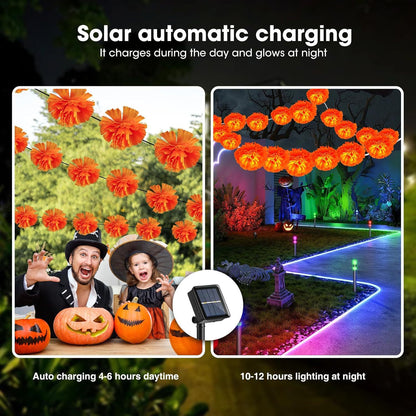 Artificial Marigold Flowers String Lights