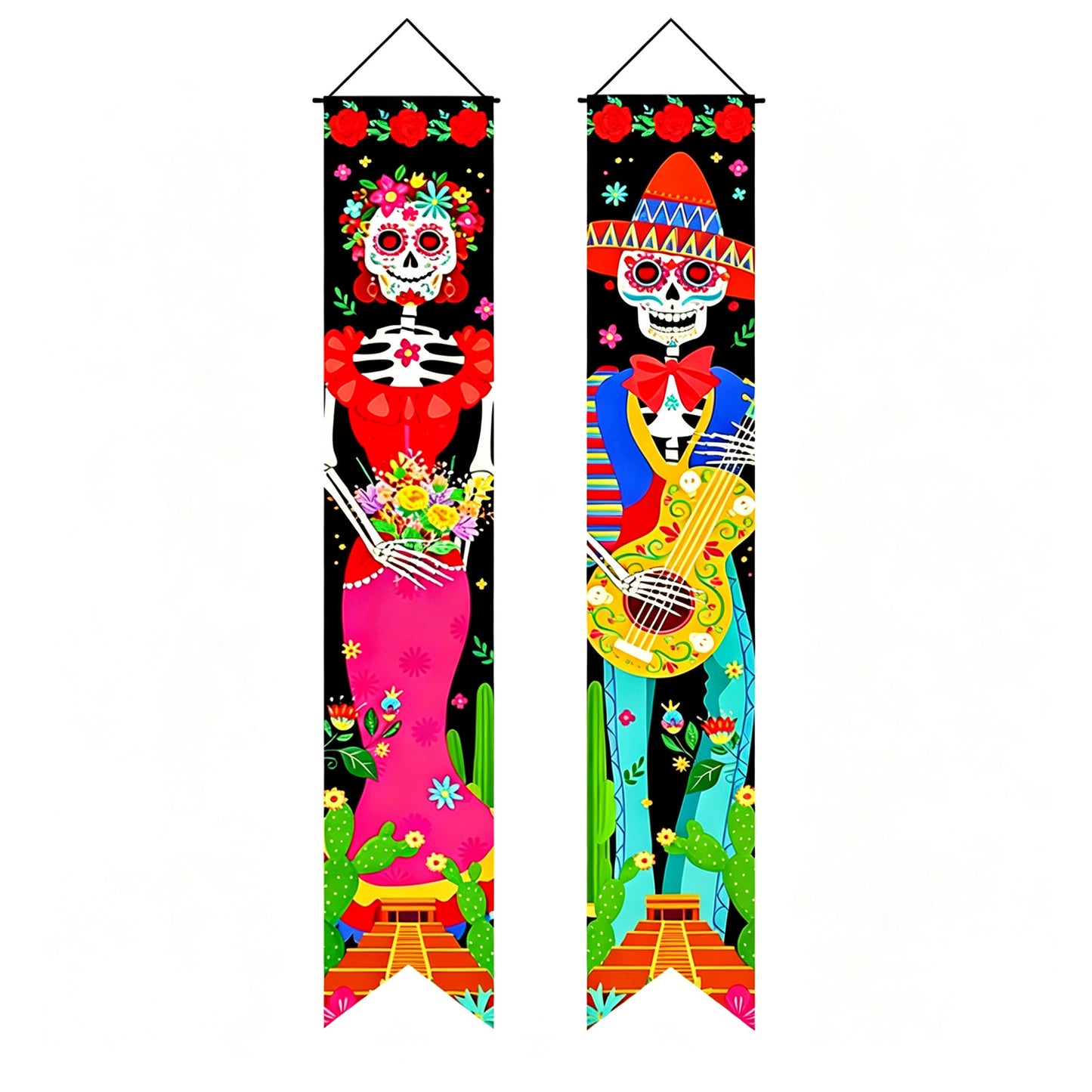 Halloween Porch Signs Banner Mexico Day of The Dead
