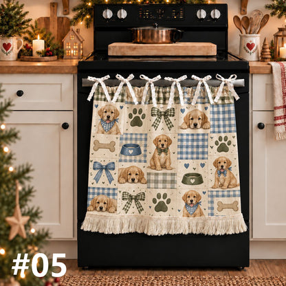 Christmas Cute Pet Patchwork Oven Skirt Curtain