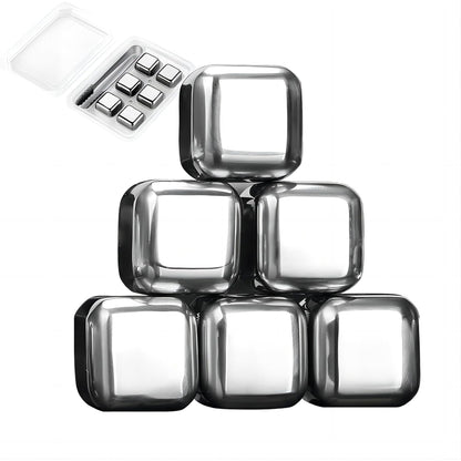 Whiskey Stones Gift Set – Stainless Steel Reusable Whiskey Chilling Rocks for Drinks & Cocktails