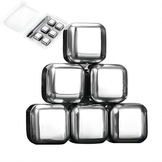 Whiskey Stones Gift Set – Stainless Steel Reusable Whiskey Chilling Rocks for Drinks & Cocktails