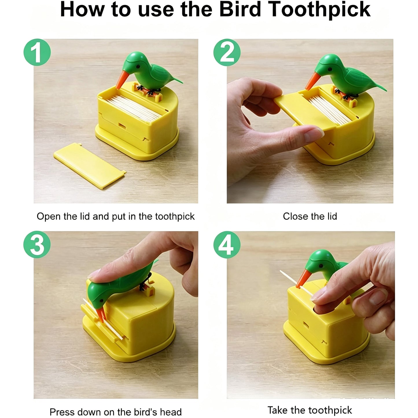 Woodpecker Toothpick Dispenser Little Bird Push-type