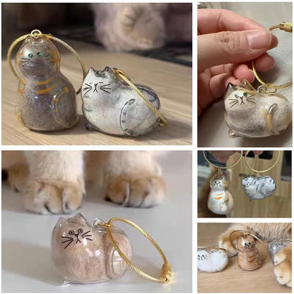 6PCS Pet Hair Keepsake Keychains – Transparent Capsule Pendants for Cat & Dog Fur Collection