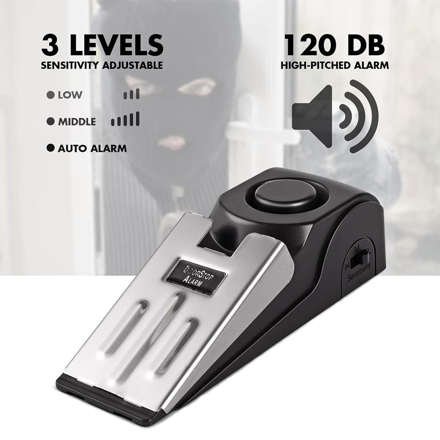 120dB Door Stop Alarm – Portable Anti-Theft Security for Home, Apartment & Travel Use