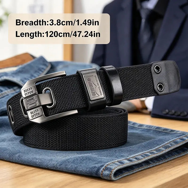 Elastic Braided Belt, Heavy-duty Alloy Square Buckle, Adjustable Belt