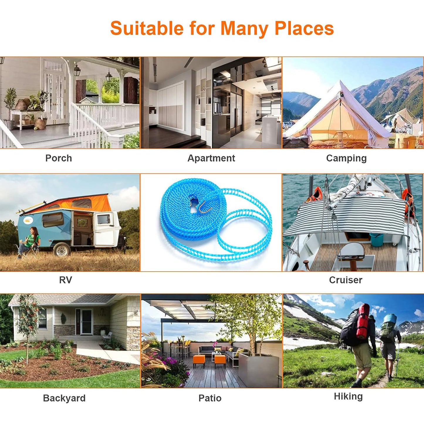 Portable Windproof Clothesline for Travel, Camping & Outdoor Adventures