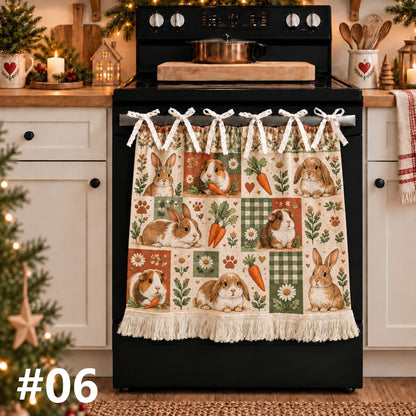 Christmas Cute Pet Patchwork Oven Skirt Curtain