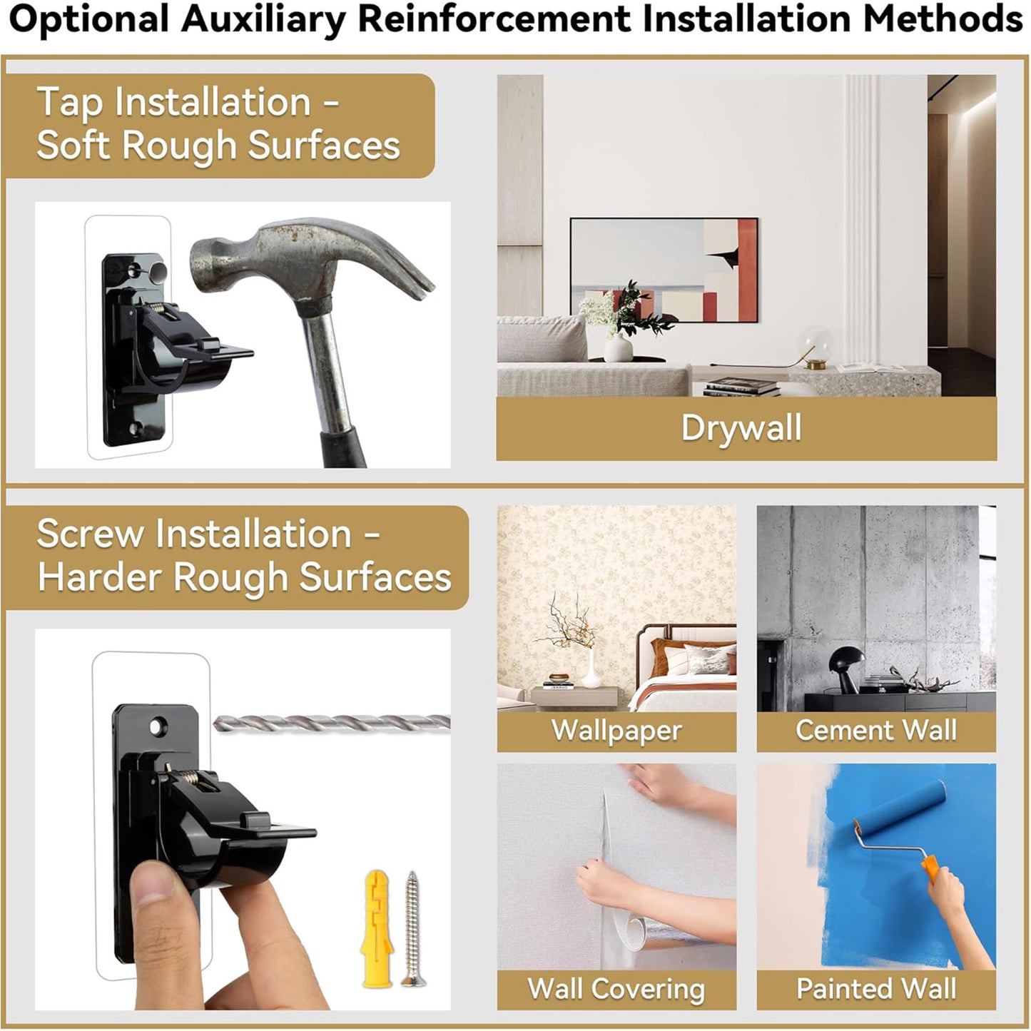 2 Pack No-Drill Curtain Rod Brackets – Strong Adhesive Holders for Easy Curtain Installation