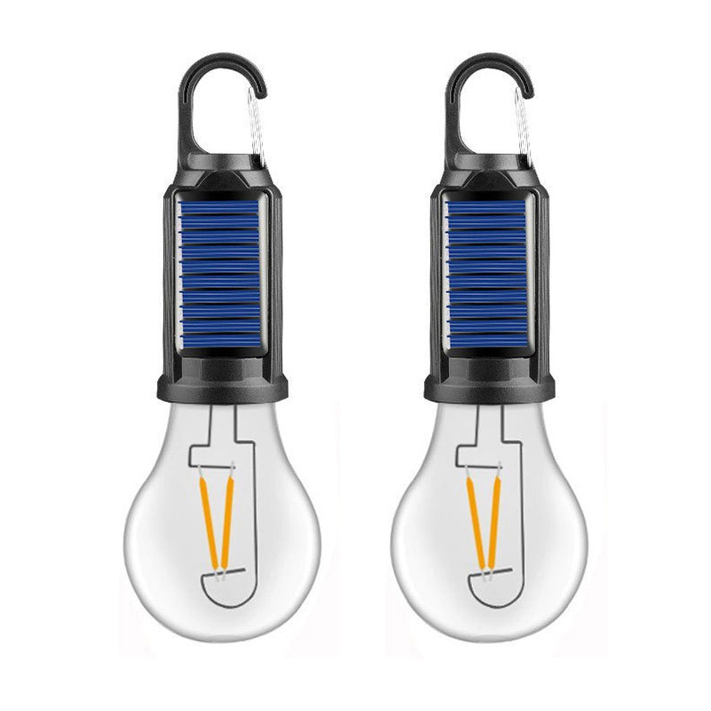 2 Pcs Solar Rechargeable Camping Lights – LED Hanging Tent Lights with Hook Clip for Hiking, Fishing & Outdoor Use