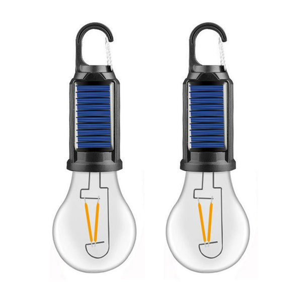2 Pcs Solar Rechargeable Camping Lights – LED Hanging Tent Lights with Hook Clip for Hiking, Fishing & Outdoor Use