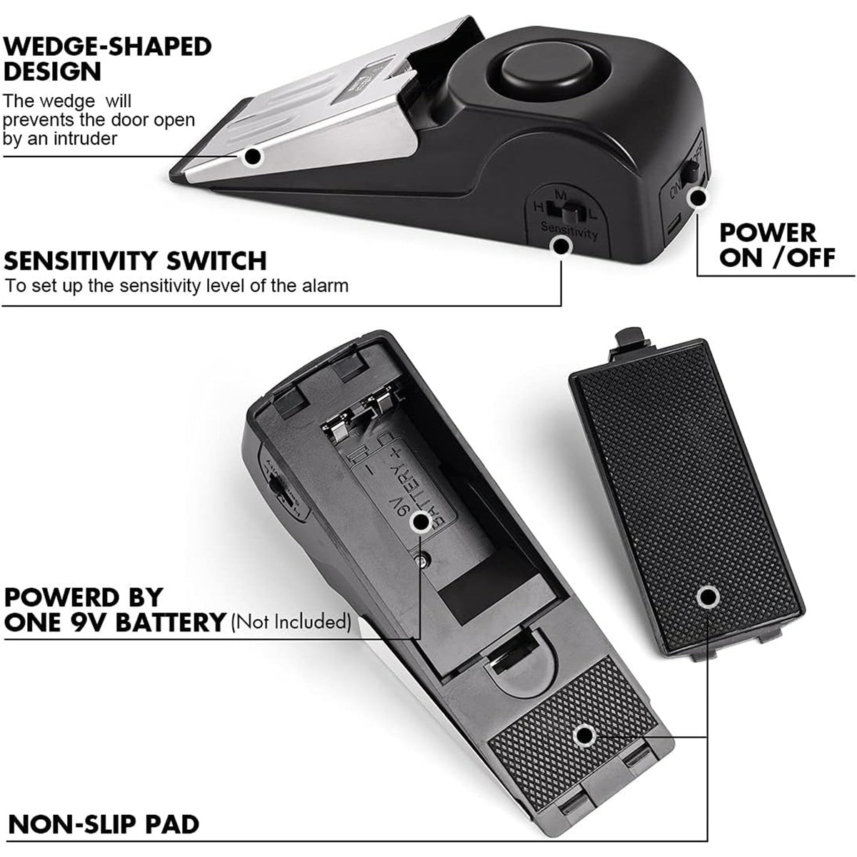 120dB Door Stop Alarm – Portable Anti-Theft Security for Home, Apartment & Travel Use
