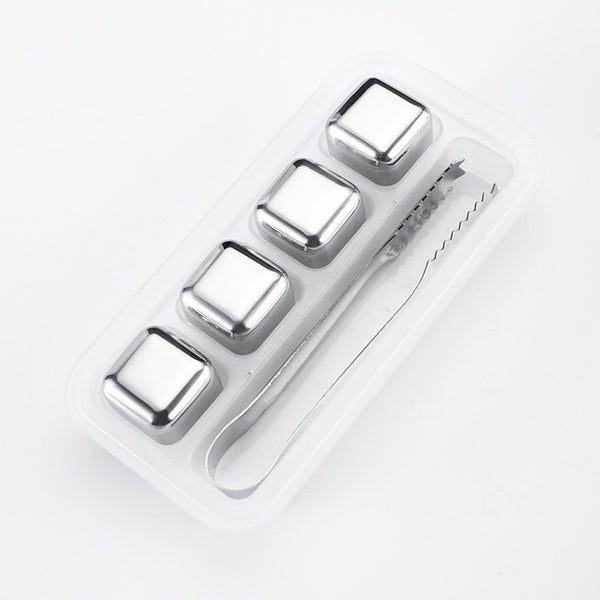 Whiskey Stones Gift Set – Stainless Steel Reusable Whiskey Chilling Rocks for Drinks & Cocktails