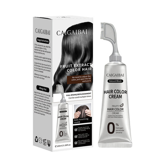 Hair Dye Cream Comb for Gray Coverage, No Mix Easy Application for Men & Women, Natural Black Hair Color Kit
