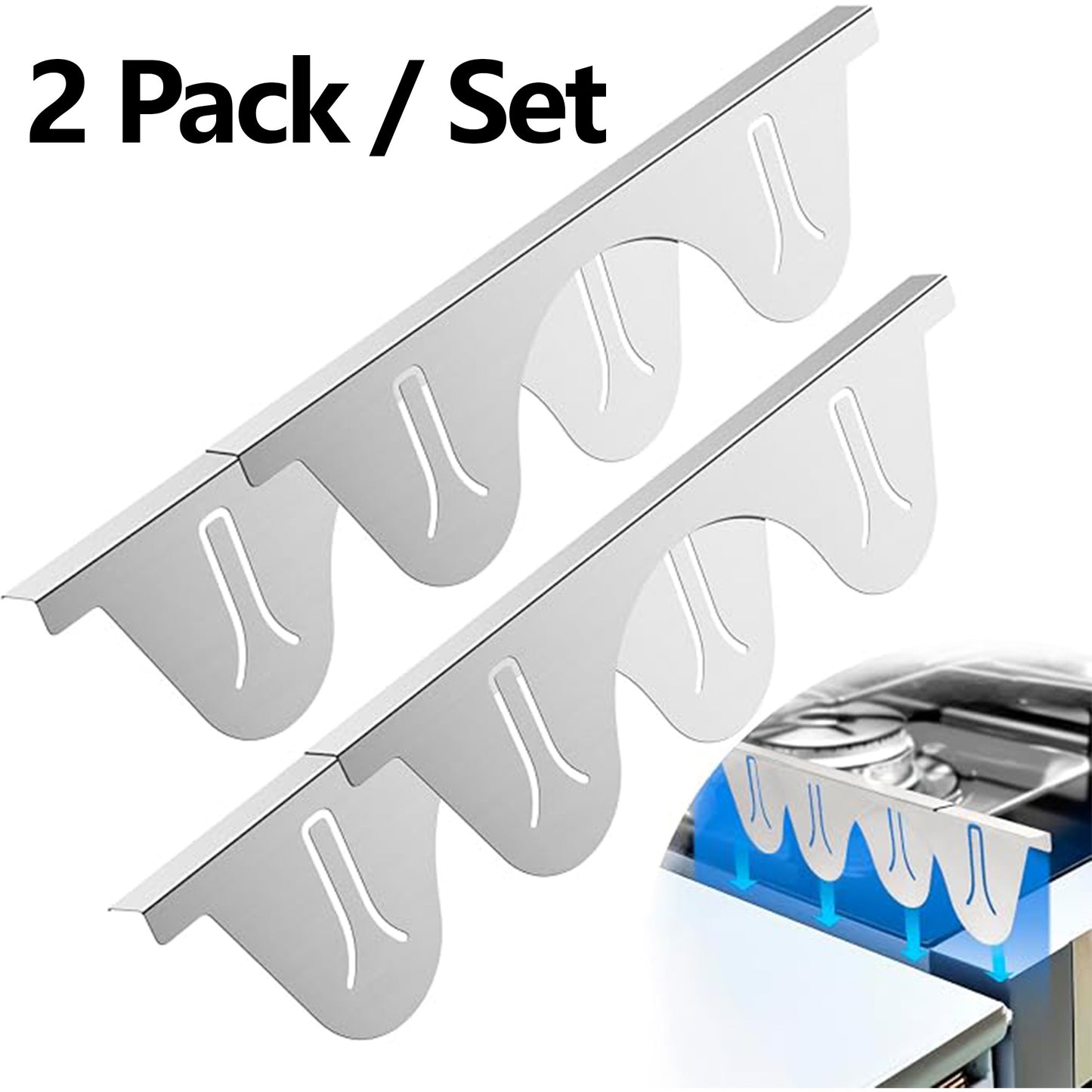 2 Pack / Set Stainless Steel Stove Gap Cover Set