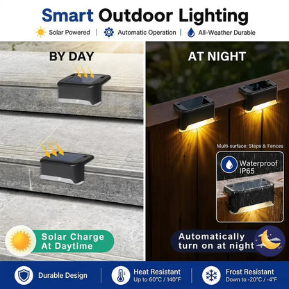Solar Deck Step Lights, Solar Powered Waterproof Outdoor Lighting