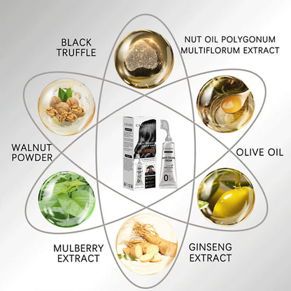 Hair Dye Cream Comb for Gray Coverage, No Mix Easy Application for Men & Women, Natural Black Hair Color Kit