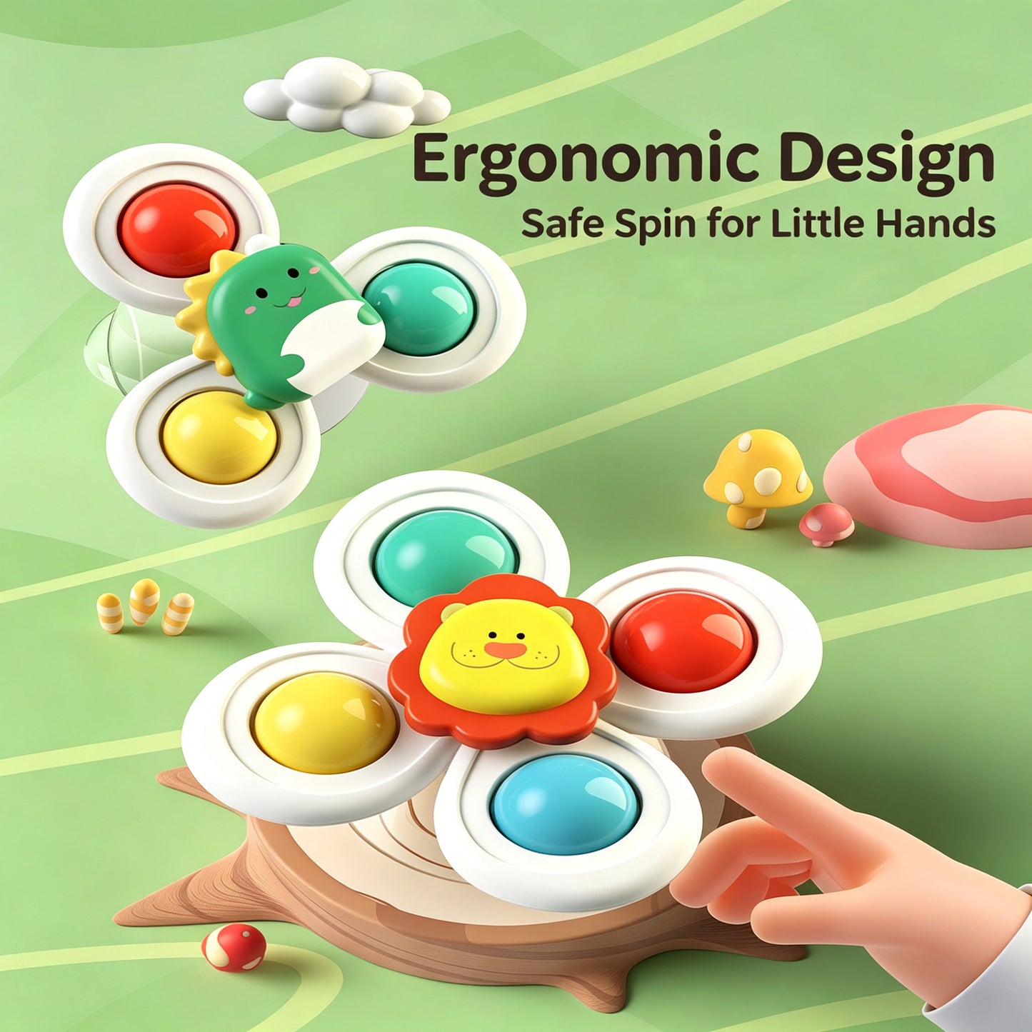 3 Pcs Suction Cup Spinner Toys