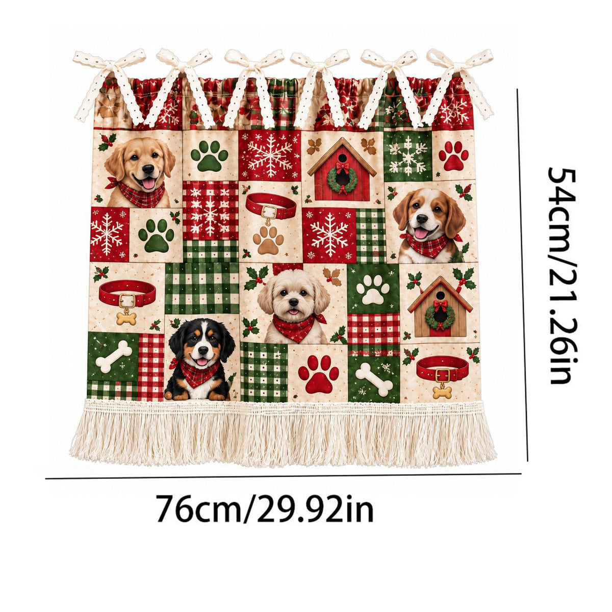 Christmas Cute Pet Patchwork Oven Skirt Curtain