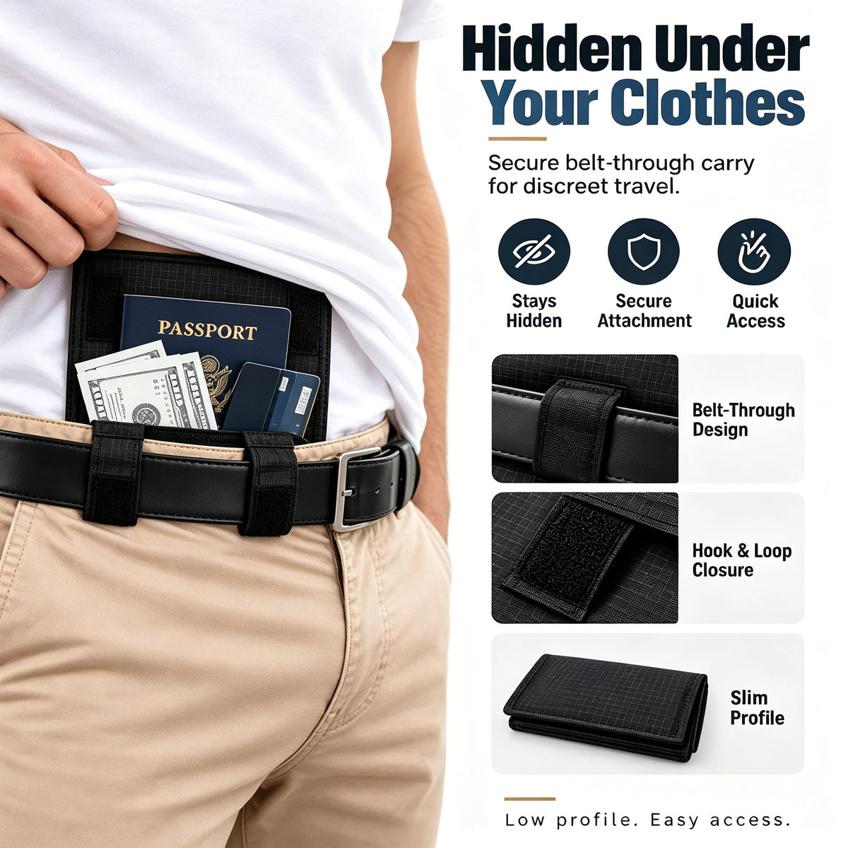 3-in-1 Hidden Pocket Belt Wallet